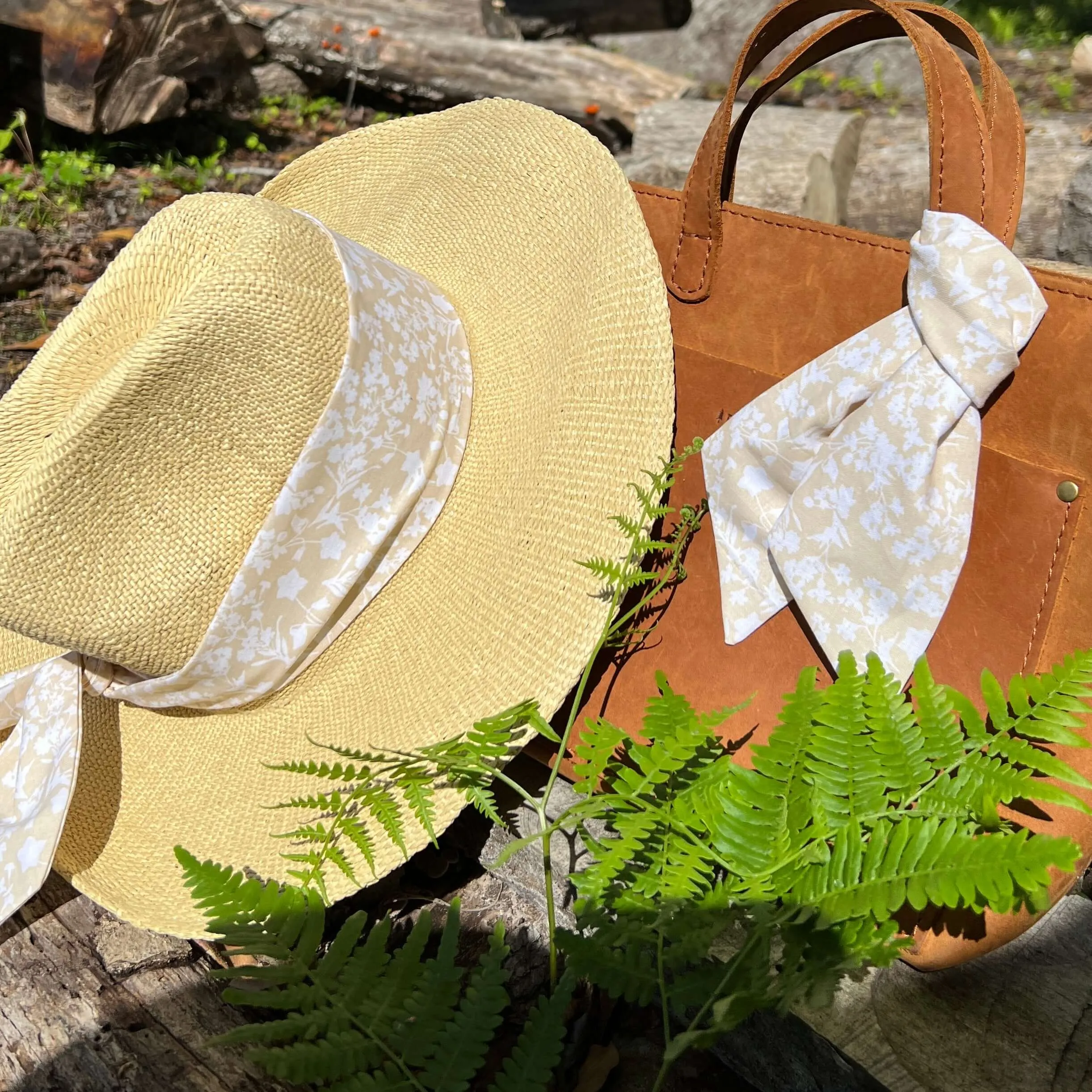 Purse Scarf - Spring Tan Floral Scarf