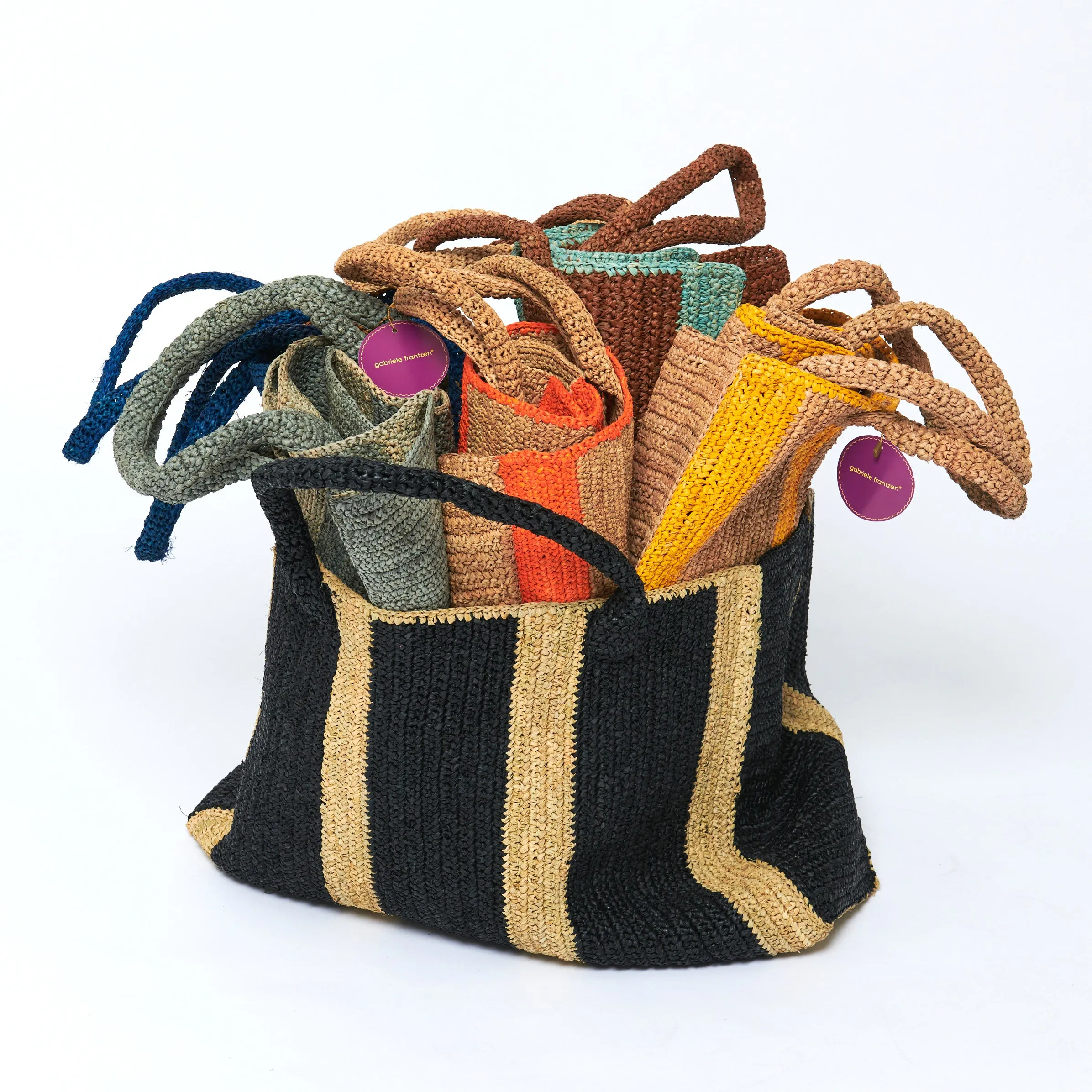 Raffia Bag Weekender indigo   water