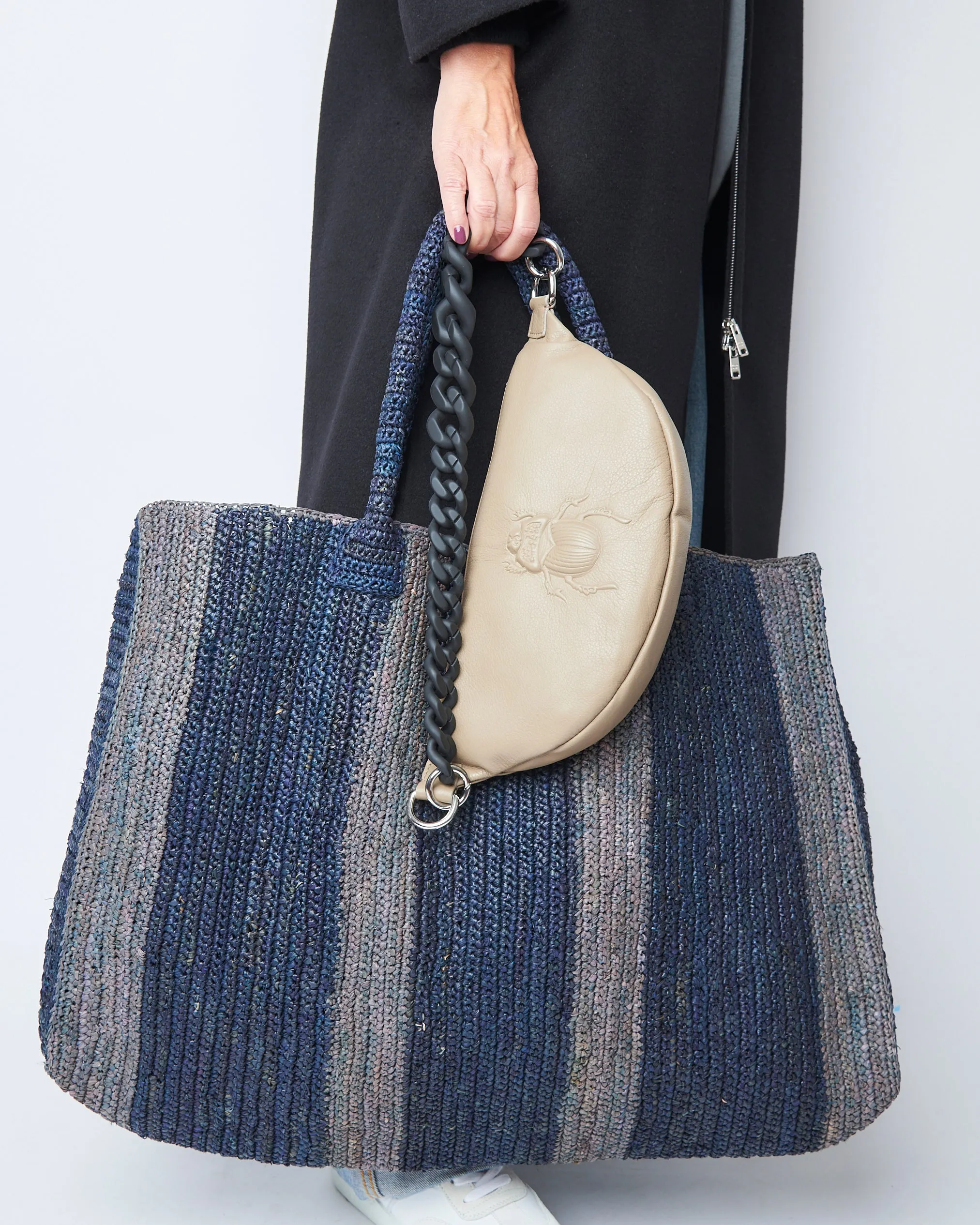 Raffia Bag Weekender indigo   water