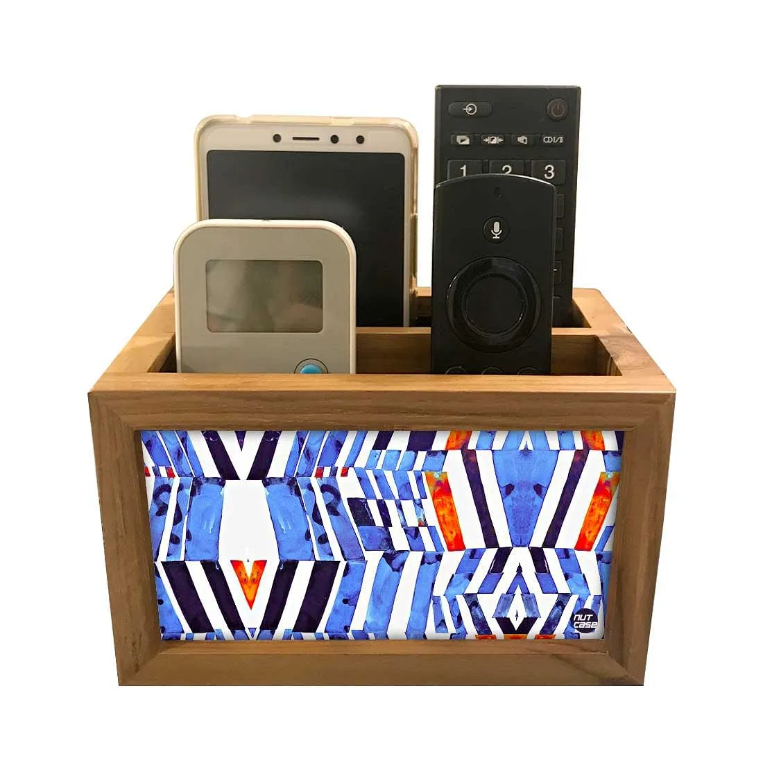 Remote Control Stand Holder Organizer For TV / AC Remotes -  Blue Lines