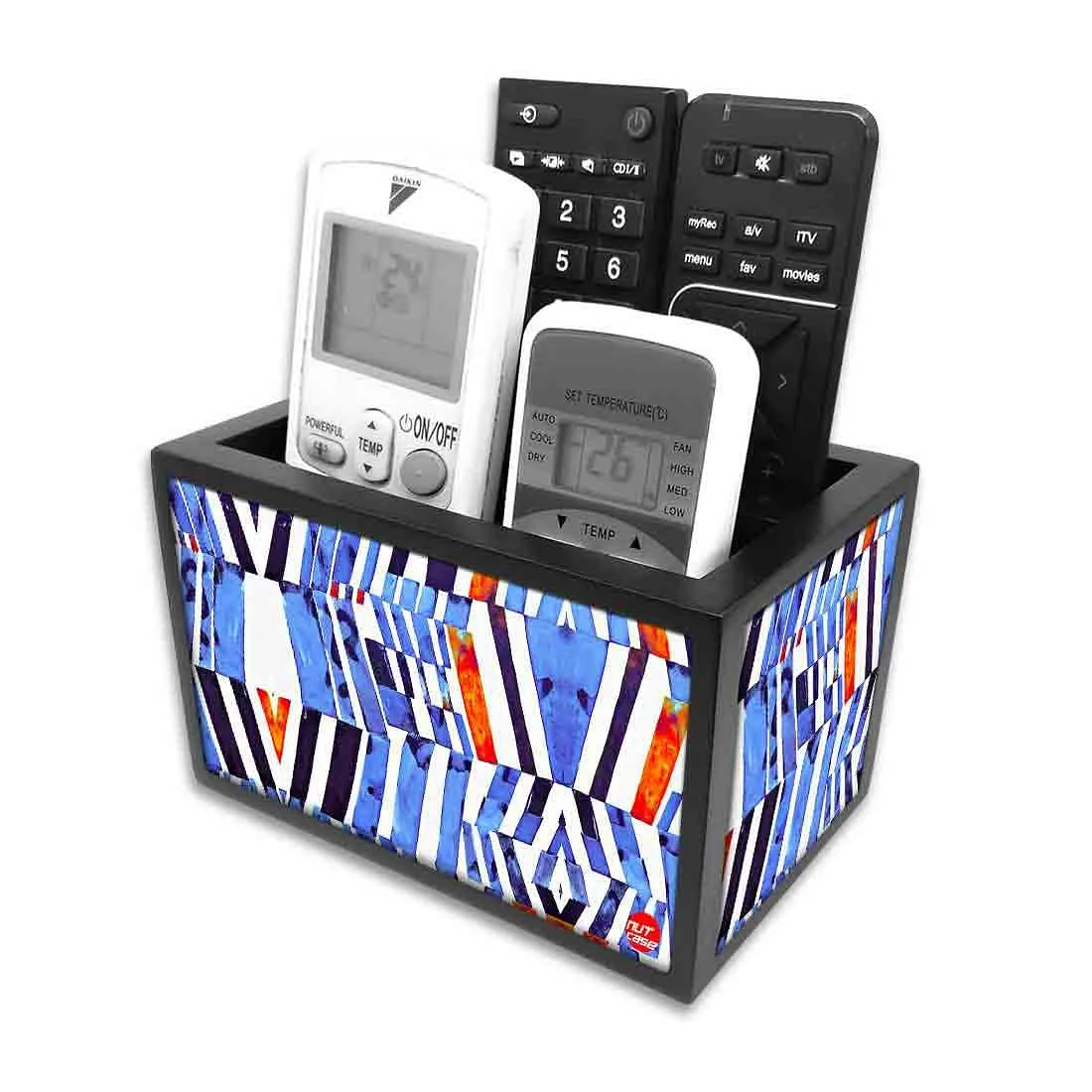 Remote Control Stand Holder Organizer For TV / AC Remotes -  Blue Lines