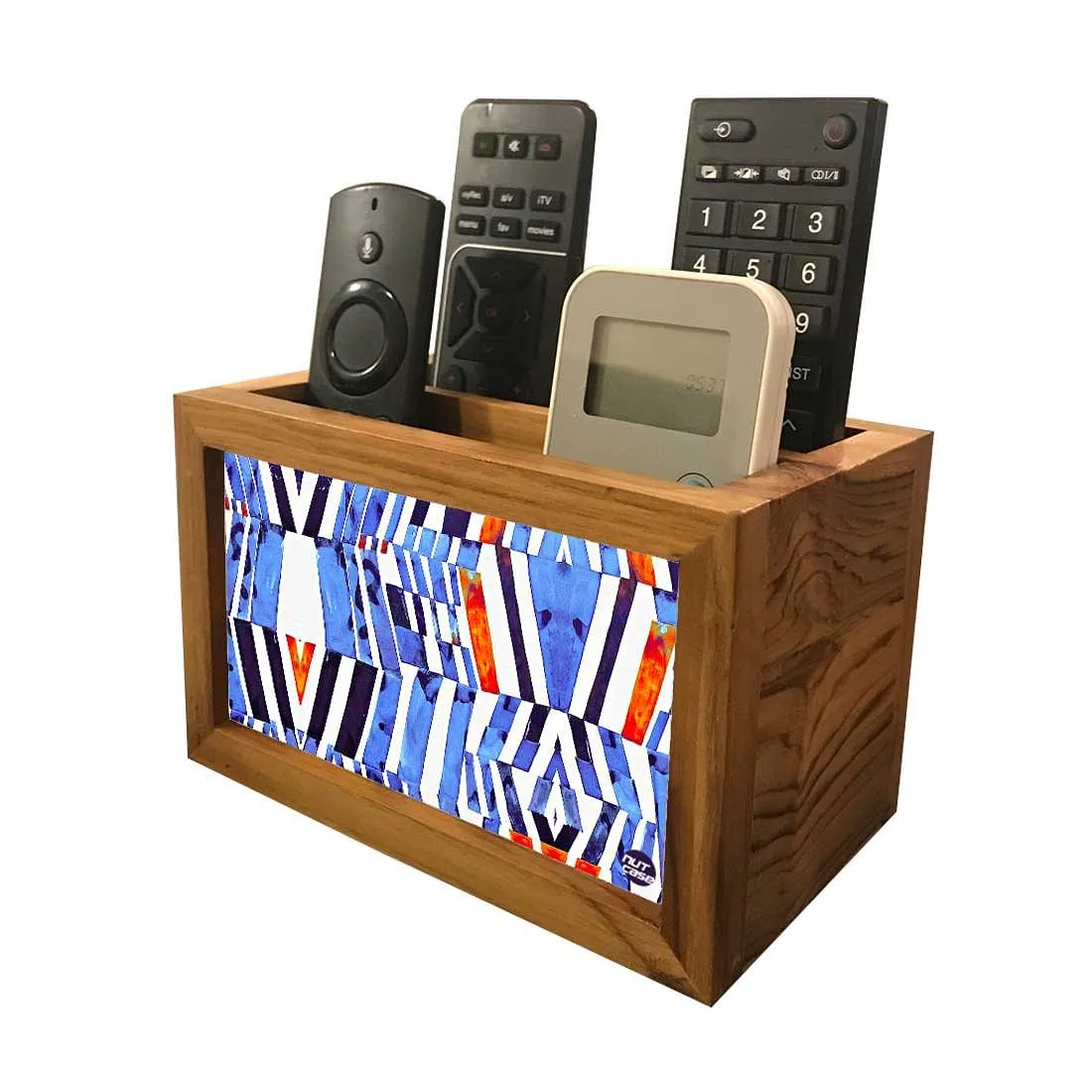 Remote Control Stand Holder Organizer For TV / AC Remotes -  Blue Lines