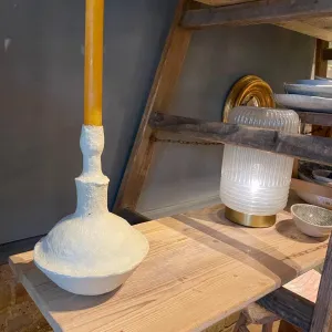 Rustic Papier Mache Candlestick - Emilia