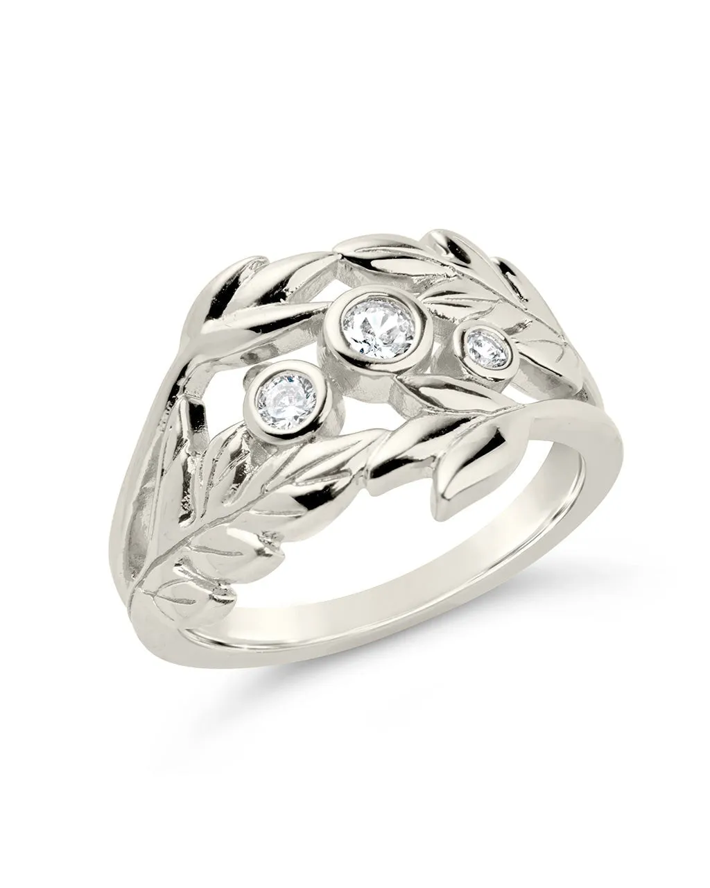 Sicily CZ Leaf Ring
