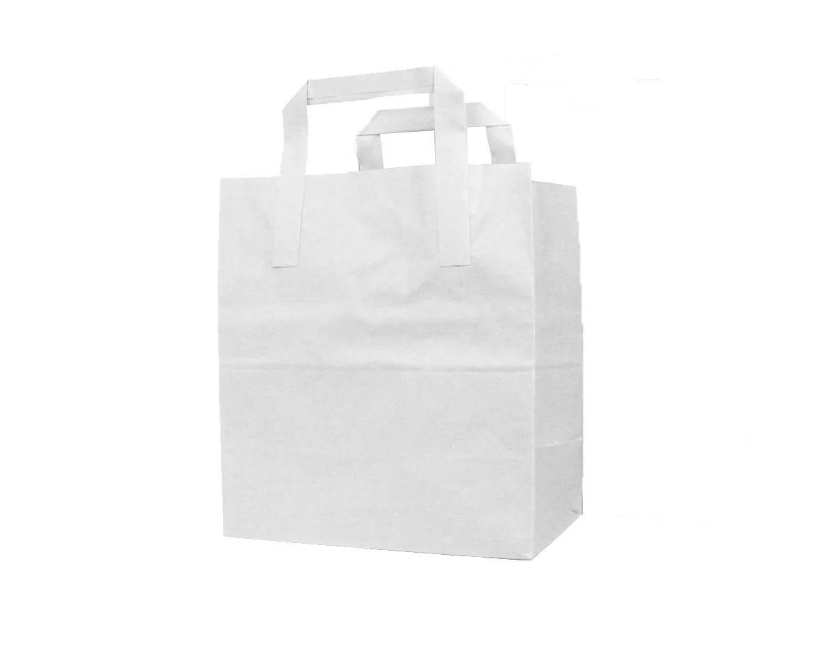 Small White Flat Handle Paper Bags