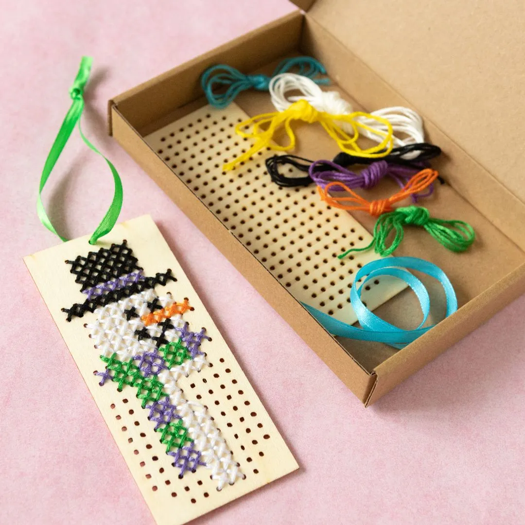 Snowman Bookmark Cross Stitch Kit