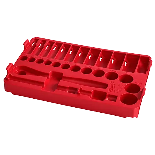 Socket Set - Milwaukee 3/8” Drive 28pc Ratchet & Socket Set with PACKOUT™ Low-Profile Compact Organizer - SAE, 48-22-9481