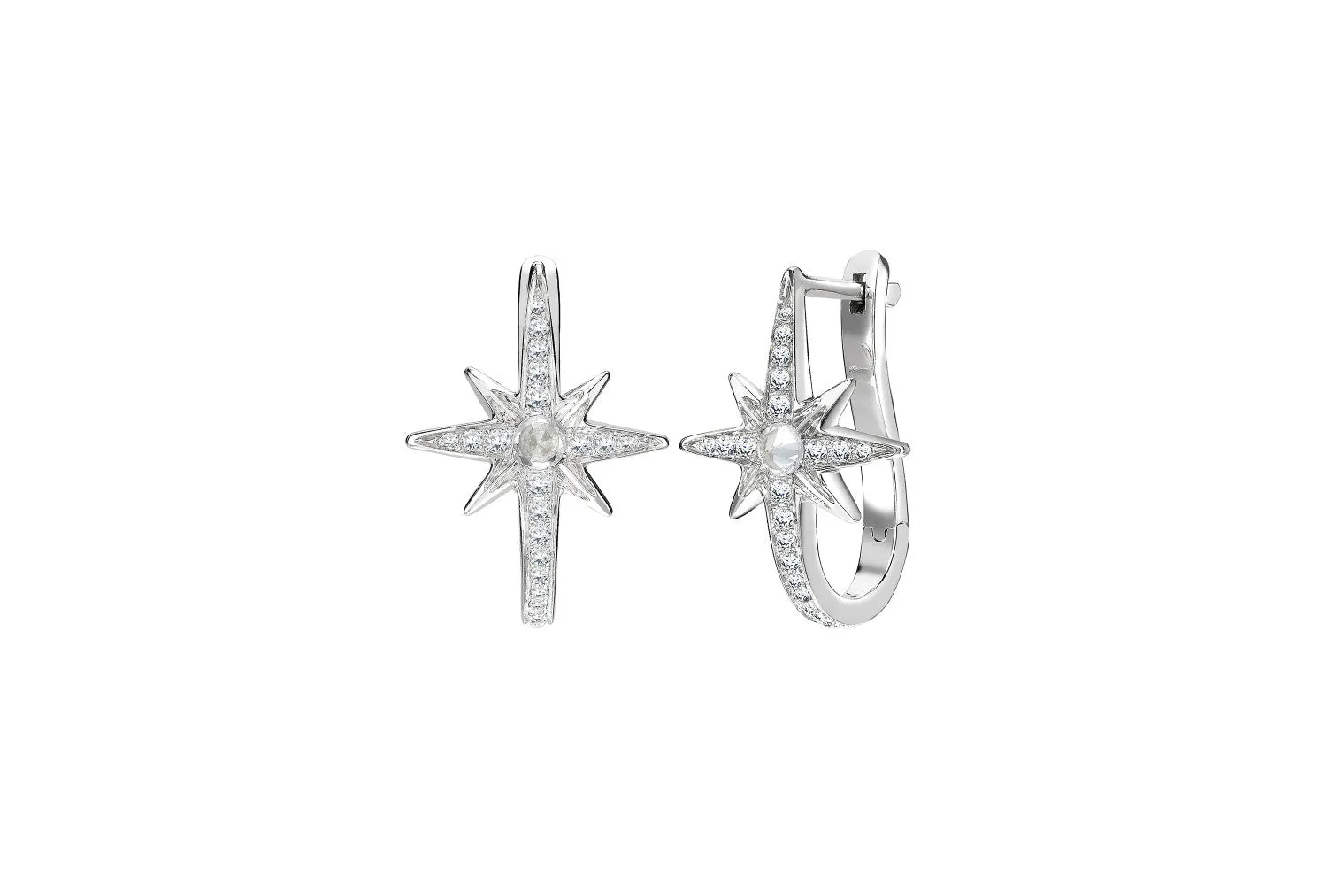 Star Earrings White Gold