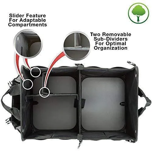 TRUNKCRATEPRO Collapsible Portable Multi Compartments Heavy Duty Non-Slip Cargo Trunk Organizer Storage, Blue