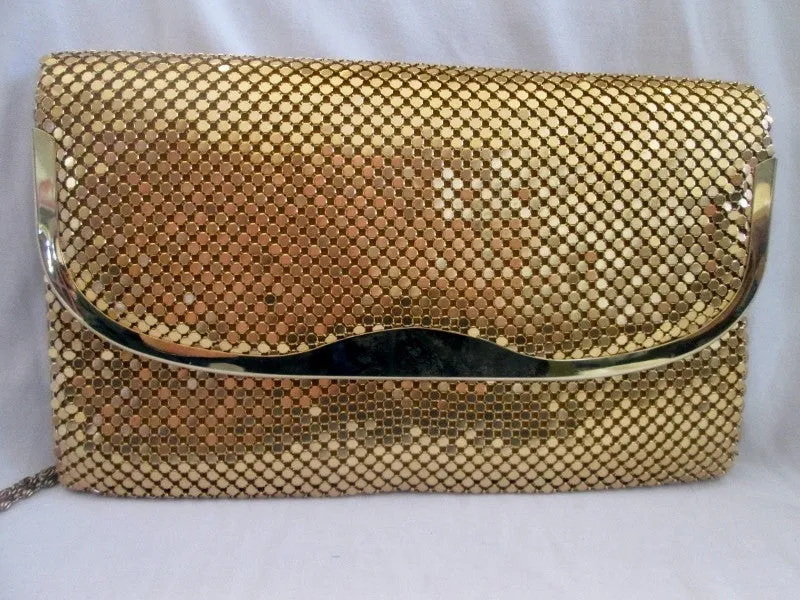 Vtg Y & S ORIGINAL GOLD Metal Mesh Evening Bag Shoulder Chainlink M