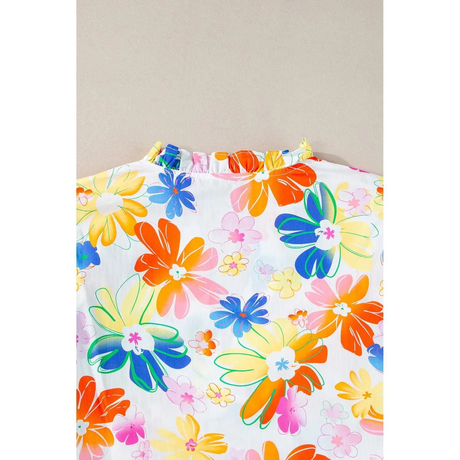 White Floral Bouquet Flutter Top