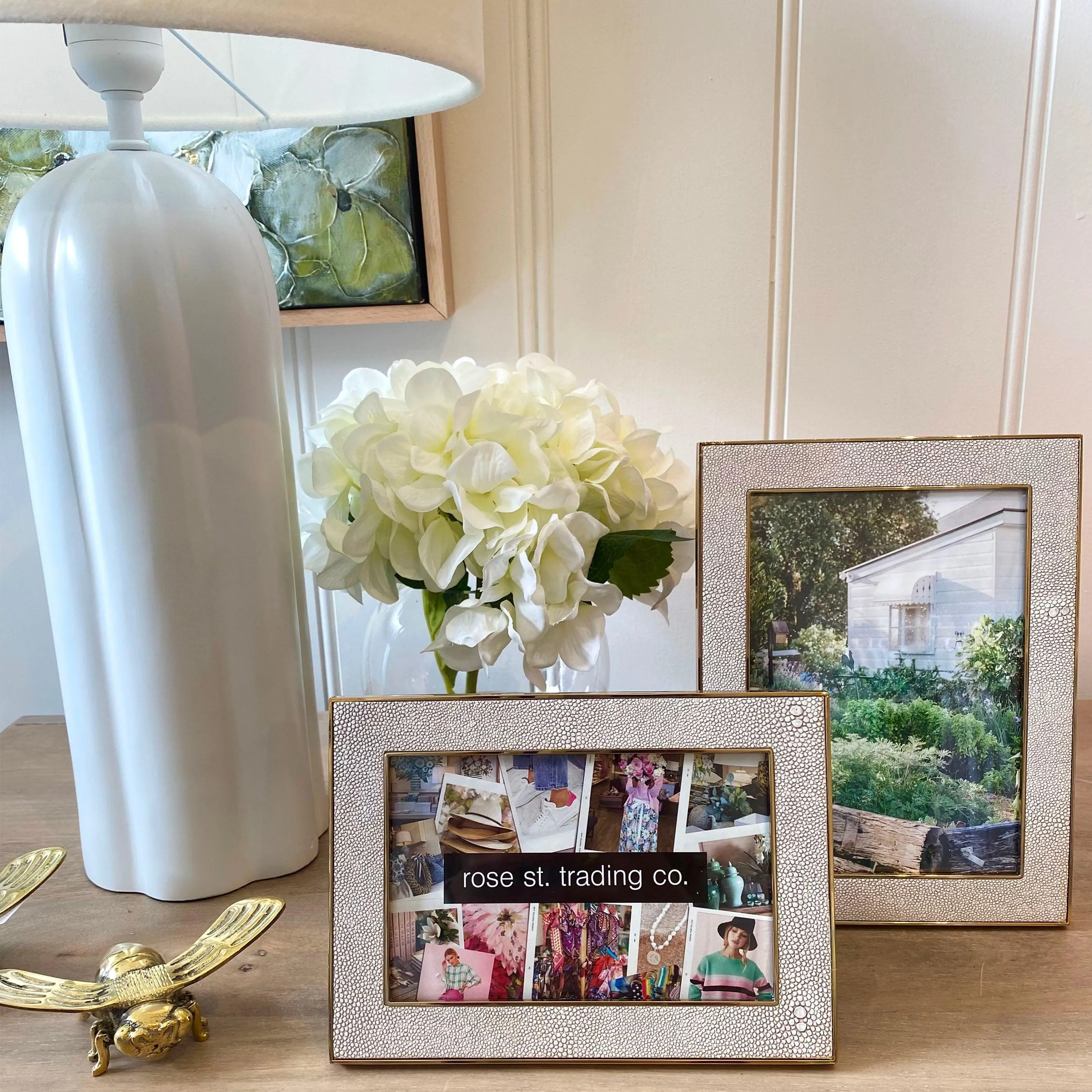 White/Gold Shagreen Frame | 5 x 7"