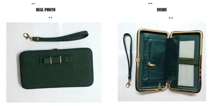 Women Purse bow wallet famous brand card holders cellphone pocket PU leather
