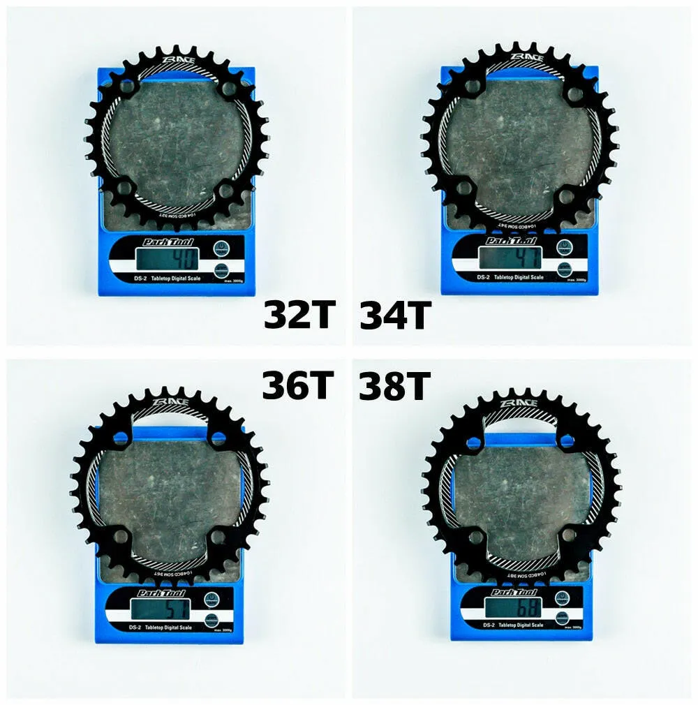ZRACE Chainrings Chainwheels BCD104, 32T/34T/36T/38T, Narrow Width Tooth AL7075 CNC for MTB
